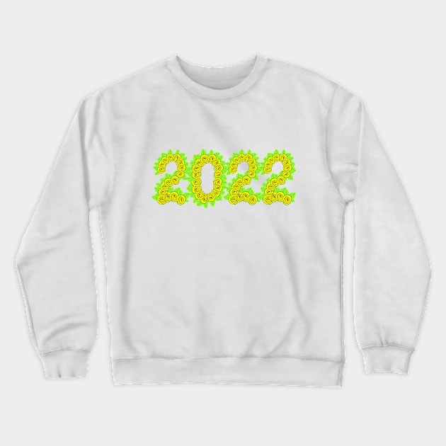 2022 created with yellow roses and green leaves Crewneck Sweatshirt by Blue Butterfly Designs 